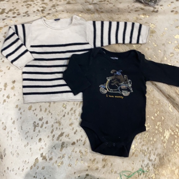 Boy Long Sleeve Onesie/Striped Sweater Bundle/Set - Picture 1 of 4